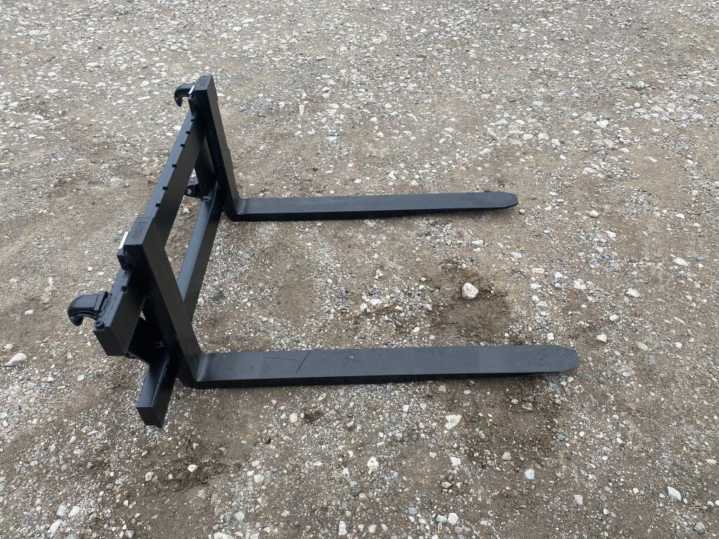 Black forklift fork attachment with durable construction and adjustable hooks.